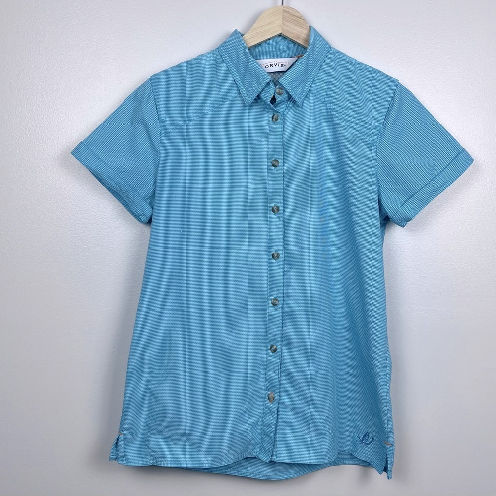 Orvis Women's Vented Checked Fishing Shirt with Embroidered Fly Size XS; Outdoor